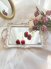 1 件玻璃镜面烘焙蛋糕架、珠宝和化妆品储物托盘、客厅和卧室装饰 - 彩色 - 查看 6