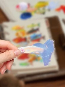 50 miếng dán hình cá, sổ tay máy tính xách tay, ốp lưng điện thoại di động, miếng dán trang trí, đồ dùng học tập, trở lại trường - Nhiều màu - Xem 3