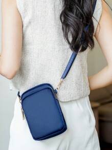 Bolsa transversal de ombro, peça única, casual simples e versátil, pequena bolsa quadrada de tecido Oxford de cor sólida, adequada para o lazer feminino nas ruas e no dia a dia