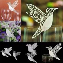 50 Stücke Weisse Papageien-Platzkarten aus Laser-geschnittenem Papier, elegante Tischsitzkarten für Hochzeitsdekoration & Party, Valentinstag-Dekorationen und Zubehör
