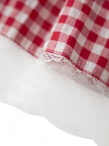 Women Floral Lace Mini Skirt Y2k Sheer Ruffle Hem Bodycon Short Skirt Low Rise Fairycore Layered Pleated Skirts - Đỏ - Xem 8