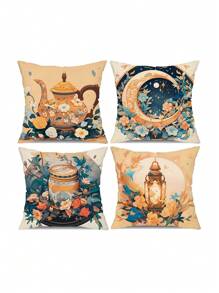4pcs Ramadan Series Polyester Plush Pillow Covers - Multicolor - View 3