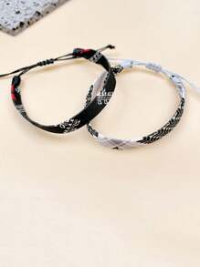 1pc/2pcs/4pcs Unisex Adjustable Woven Bracelet, Bohemian Style Geometric Pattern Handmade Braid Bracelet - Multicolor - View 14