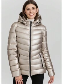Women's Glossy Hooded Cotton Padded Coat, Winter