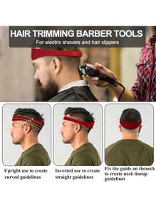 1 pièce/2 pièces Guide de coupe de cheveux en silicone, outil de coiffure, set de coupe de cheveux DIY pour homme, modèle de ligne de nuque en silicone pliable, doux et facile à utiliser, convient pour la maison et les voyages, rouge, couleurs mélangées