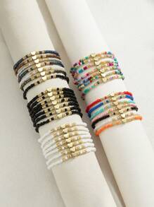 35 Stücke/Set minimalistische Mehrfarbig Armband-Set mit Dehnperlen, personalisiertes Damen Armband Set für den täglichen Gebrauch, ein tolles Geschenk für Freunde