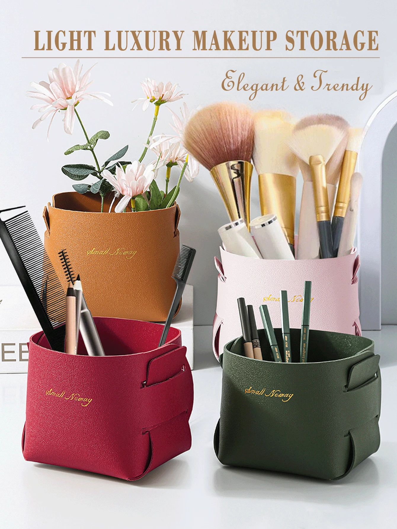 Skórzana taca/pudełko do przechowywania do przedpokoju, na biurko, do makijażu, na pilota i inne różne przedmioty Prezenty dla kobiet - Wielokolorowe - Zobacz 1