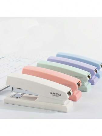 1 件简易订书机 - 适合学校和办公室使用 - 有白色、粉色、绿色、蓝色和紫色可选！