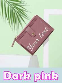 Billetera mini con cremallera personalizada - Portacartas y estuche para identificación con texto personalizado, regalo perfecto para la novia, anti-pérdida para el Día de San Valentín