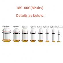10个/18个/套 黑色单喇叭玻璃耳塞扩耳器，短锥形耳廓扩张器，舒适耳廓扩张器带橡胶圈，疯狂圆顶人体穿刺饰品套装 - 玻璃套裝 - 查看 21