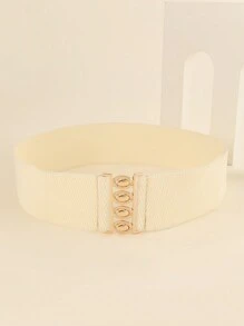 1pc Women Elegant Multi-Function Gold Metal Buckle Elastic Waist Belt, Suitable For Coat, Dress & Other Outfits Summer, School Fall, Autumn, Halloween