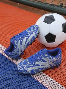 1Pair Of Children's Soccer Shoes, Boys' Spiked Shoes, Sports Soccer Shoes, Children's Equipment, Boys' And Girls' Anti Slip Soccer Training Shoes - Blue - View 2