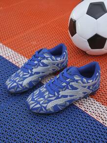 1Pair Of Children's Soccer Shoes, Boys' Spiked Shoes, Sports Soccer Shoes, Children's Equipment, Boys' And Girls' Anti Slip Soccer Training Shoes - Blue - View 1