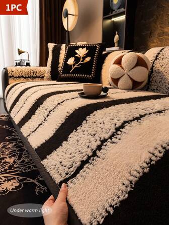 1 件优质毛绒沙发垫套，四季沙发保护套，宠物友好，防刮，适合秋冬季