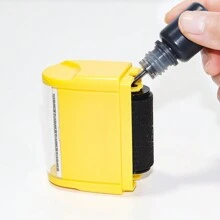 Conjunto de carimbos de proteção contra roubo de identidade, carimbo de bloqueio de endereço, redação de correspondência confidencial, usado para ocultar informações pessoais - tinta amarela fácil de usar e recarregável, inclui caixa de armazenamento (frasco de tinta com tampa), volta às aulas, material escolar