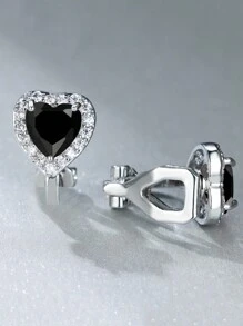 Vanel 2 chiếc kẹp tai hình trái tim nhân tạo thời trang cổ điển bằng đá Zirconia, kẹp tai dễ thương và tinh tế, đồ trang sức ngày lễ đa năng để sử dụng hàng ngày, quà tặng ngày lễ tình nhân sang trọng nhẹ nhàng, quà tặng hoàn hảo cho bạn gái của bạn ngày lễ tình nhân - Kẹp tai (có thể đeo mà không cần xỏ lỗ tai) - Xem 3