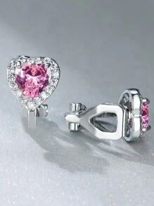 Vanel 2 chiếc kẹp tai hình trái tim nhân tạo thời trang cổ điển bằng đá Zirconia, kẹp tai dễ thương và tinh tế, đồ trang sức ngày lễ đa năng để sử dụng hàng ngày, quà tặng ngày lễ tình nhân sang trọng nhẹ nhàng, quà tặng hoàn hảo cho bạn gái của bạn ngày lễ tình nhân - Kẹp tai (có thể đeo mà không cần xỏ lỗ tai) - Xem 1