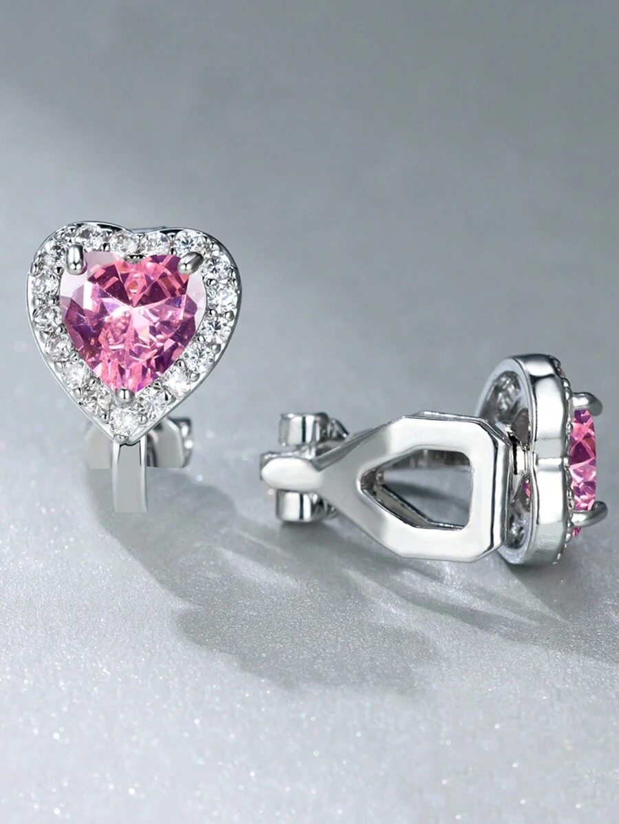 Vanel 2 chiếc kẹp tai hình trái tim nhân tạo thời trang cổ điển bằng đá Zirconia, kẹp tai dễ thương và tinh tế, đồ trang sức ngày lễ đa năng để sử dụng hàng ngày, quà tặng ngày lễ tình nhân sang trọng nhẹ nhàng, quà tặng hoàn hảo cho bạn gái của bạn ngày lễ tình nhân - Kẹp tai (có thể đeo mà không cần xỏ lỗ tai) - Xem 1