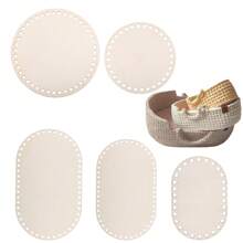 Set de 5 soportes de cesta de ganchillo, cestas de ganchillo con bases de madera, suelo de madera de ganchillo, cestas de madera natural, soportes de cesta de ganchillo DIY, manualidades, textiles para el hogar, bases de madera de ganchillo DIY, suministros de manualidades, bases de madera de ganchillo, cestas de ganchillo en blanco con bucle colgante DIY