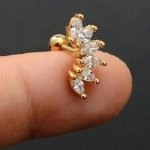 1 chiếc khuyên tai sụn Cubic Zirconia tổng hợp sáng bóng - Trang sức xỏ khuyên Helix, Daith, Conch dành cho phụ nữ - 1 cái - Xem 2