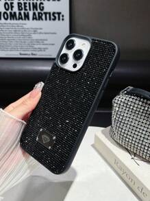 亮片 Y2k 奢华水钻边缘保险杠手机壳适用于 15/15Pro Max/15Pro/11/12/13/14Pro Max/12Pro/12Pro Max/13Pro/13Pro Max/14Pro/14Pro Max/XS/XR/14Plus/15Plus，柔软女款防水防震防摔防刮 - 黑色 - 查看 4
