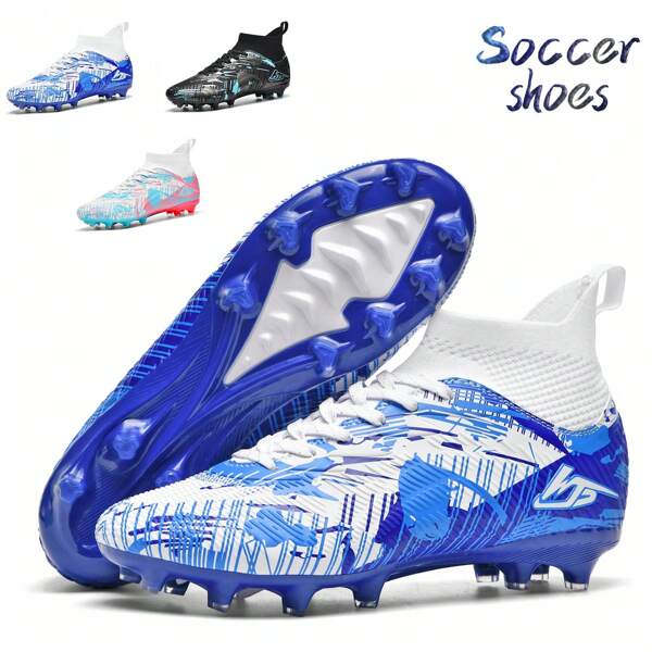 Neue Fußballschuhe für Herren, AG-Nocken rutschfeste professionelle Fußballstollen, Erwachsene hochwertige atmungsaktive Fußballstiefel, Paar Outdoor Rasen leichte Match Trainingsschuhe, klassische weiße Sportfußballschuhe
