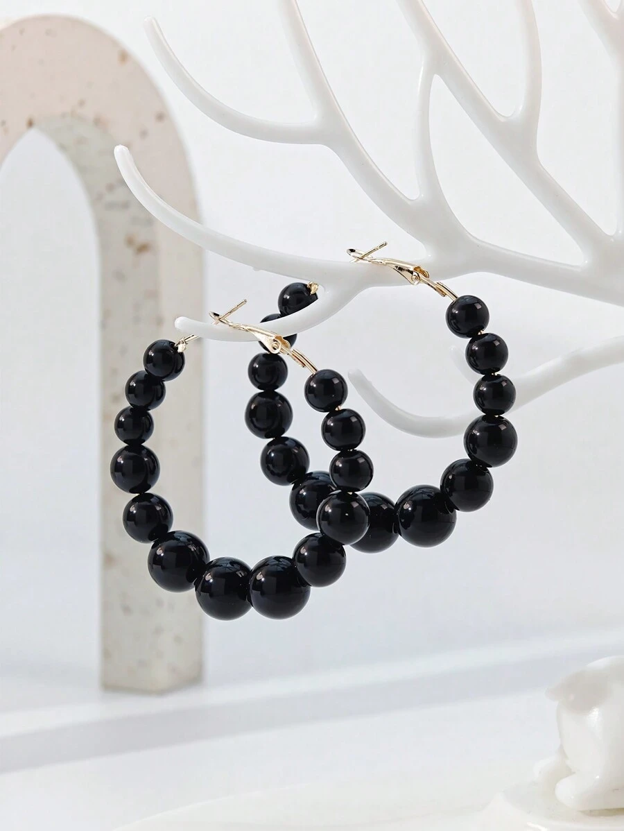 1pc Women's Solid Color Acrylic Beaded Pendant Earrings