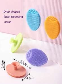 1pc/2pcs/4pcs Silicone Soft Comfortable Water Drop Face Cleaning Brush, Massaging Facial Pore Cleansing Device, Mini Silicone Lip Brush With Cap For Lip Makeup, Portable Travel Makeup Brush Set