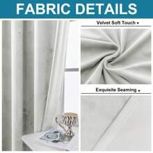 CYCMACO 2 Piece Velvet Indoor Curtains, Modern Bedroom Blackout Curtains With Eyelets, Cold Insulating Thermal Curtain For Living Room Lounge Children's Room - 米色 - 查看 5