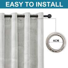 CYCMACO 2 Piece Velvet Indoor Curtains, Modern Bedroom Blackout Curtains With Eyelets, Cold Insulating Thermal Curtain For Living Room Lounge Children's Room - 米色 - 查看 6
