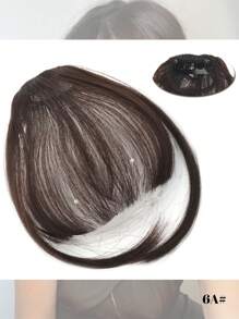 合成自然额头假刘海空气刘海假发女款真人漫画齐刘海隐形假发合成空气刘海假发女式迷你假刘海黑棕色假发接发 - 黑色 - 查看 16