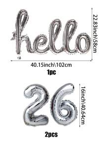 3 件/4 件银色相连“Hello”铝箔气球，16 英寸银色数字气球，“Hello 2025”字母数字气球，“2025 新年快乐”，适用于成人生日派对装饰、周年纪念、新年装饰
