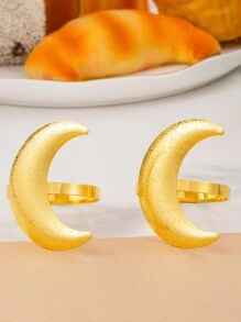 4 Pcs Crescent Moon Napkin Rings, Holiday & Daily Family Gathering, Hotel Tabletop Decor - Multicolor - View 7