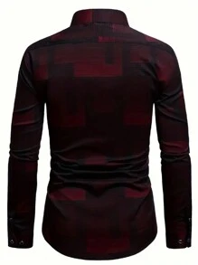 Men's Classic Fashion Long Sleeve Single-Breasted Collar Shirt, Striped Pattern Details, Suitable For Spring, Summer, Autumn, Office/Business, Casual And Formal Occasions
