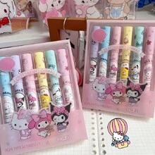 Sanrio 6pcs Highlighter Pen Set, Multi-Color Fluorescent Pens With Hello Kitty & Friends Prints, Soft Tips, Multipurpose Markers For Writing And Highlighting Back To School