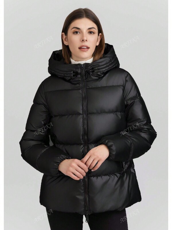 Cappotto imbottito in cotone spesso con cappuccio, casual da donna per l'inverno