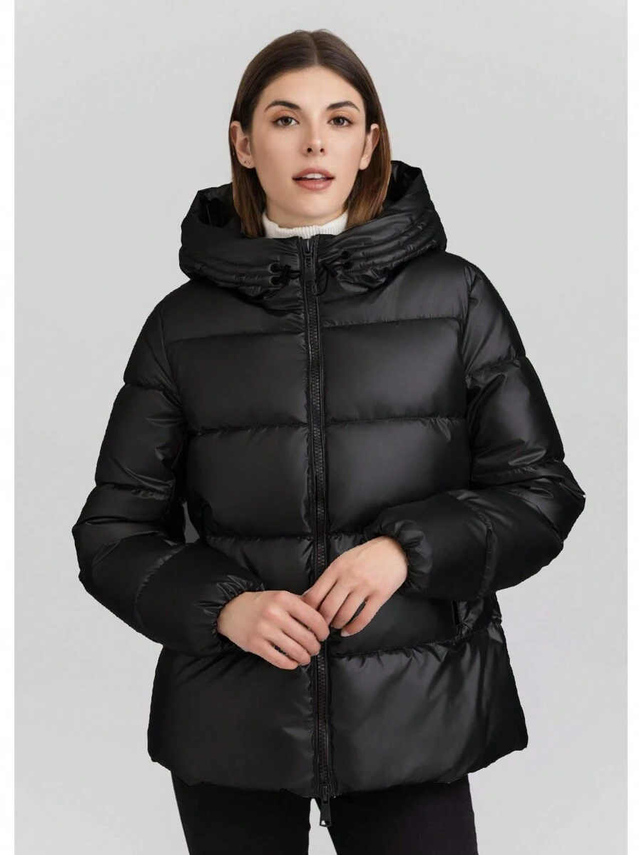 Cappotto imbottito in cotone spesso con cappuccio, casual da donna per l'inverno