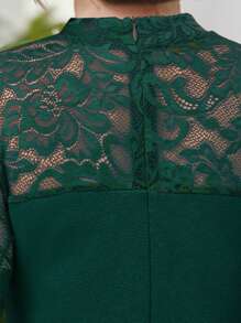 Tween Girl Elegant Lace Patchwork 3/4 Sleeve Party Dress