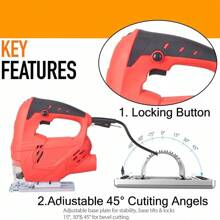 710W Jig Saw 3000RPM Corded Electric Jigsaw 6 Variable Speeds Jigsaw Tool Kit US