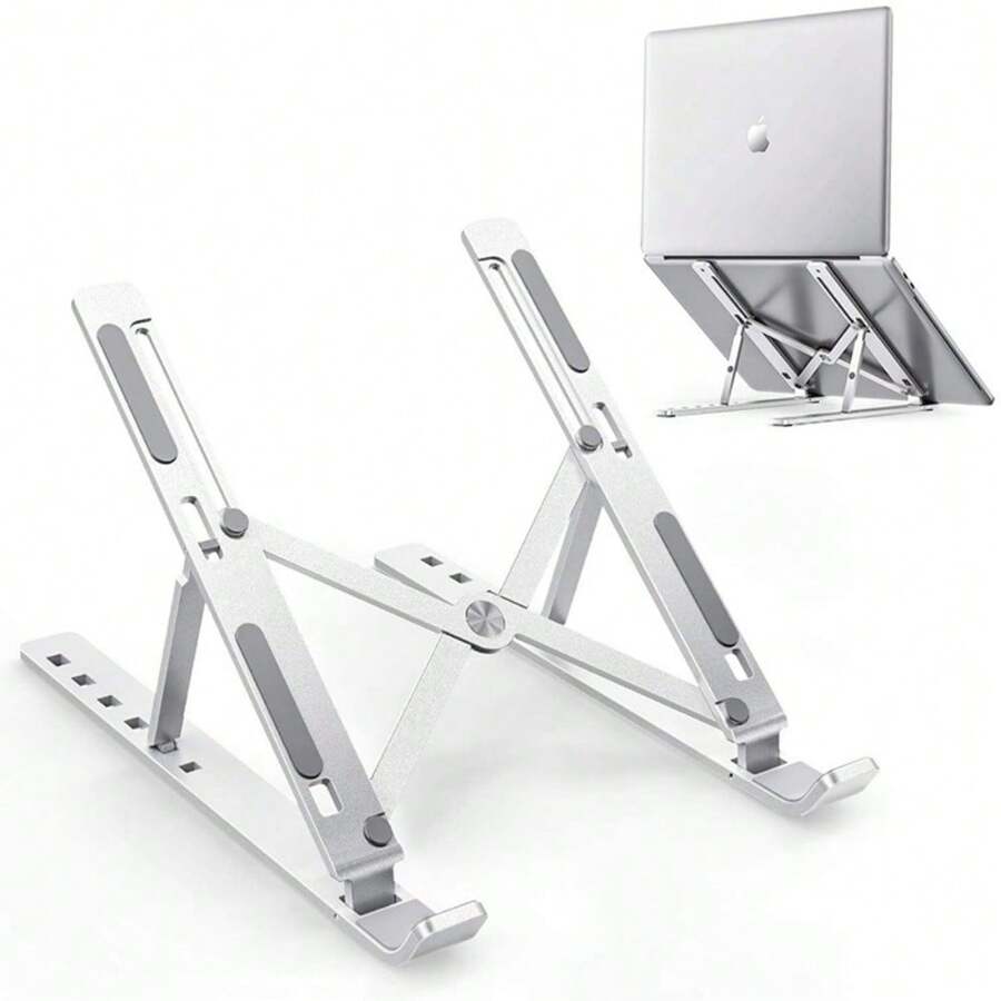 Foldable Laptop Stand Aluminum Alloy Office Tablet Bracket Holder Rack Portable Folding - Silver - View 1