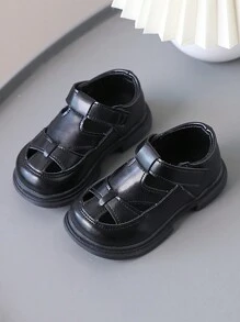 1 双婴儿钩环设计中性幼儿舒适百搭软底防滑包头凉鞋，夏季 - 黑色 - 查看 2