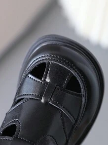 1 双婴儿钩环设计中性幼儿舒适百搭软底防滑包头凉鞋，夏季 - 黑色 - 查看 4