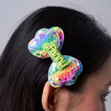 Custom Headband Hairclip, Glitter Acrylic Hair Accessories, Cute Pink & Magenta Headband, Bow Hair Clip & Customize Your Name Text, Decorate Your Hair, Minimalistic Chic Headband, Convenient Home Hair Decoration, Bow Hair Accessories Headband, Autumn/Winter, Holiday Gift, Wedding Hair Accessories, Spring Summer Bright Colors - Multicolor - View 11