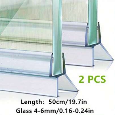 Fit 4-6mm Thin Glass PVC Shower Door Seal Strips - 50cm, 2Pcs Straight-23mm, Waterproof Rubber Guard For Glass & Screen Doors, Easy Install Bathroom Accessory Home Bathroom Decor Fall Decor Back To School