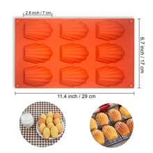 1pc Silicone Madeleine Pans - 9 Cups Madeleine Mold For Small Cake, Chocolate, Cookies Pack - Orange - View 2