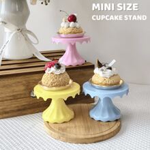 Juego de 3 piezas Soportes mini para cupcakes, exhibidor de pasteles pequeños para macarons, chocolates, postres, bodas, cumpleaños, baby shower, suministros para meriendas, fiesta rosa, blanco