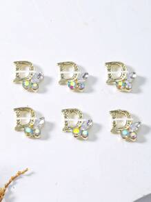 Gold Letter D Nail Charms Full Rhinestone 10pcs 3D Alloy Flash Nail Art Decorations DIY For Girls Nail Gems Nail Supplies For Versatile DIY Accessories Adorn Nails Shoes Clothes Bags More - Multicolor - View 10