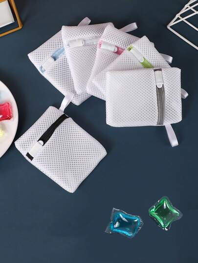 1pc Multipurpose Laundry Bag, Mini Reusable Mesh Bag, Anti-Deformation Wash Bag With Zipper, Suitable For Bras, Panties, Socks, Masks, Puffs, With Washing Beads And Balls Dress Pants Shoes Jeans Boots Skirt,Spring,Minimalist,Summer Tops