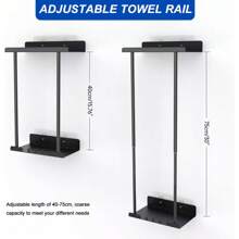 Towel Holder Rack Bathroom Storage Rack Wall Mounted Black Finish W/Stickers Wall Mounted Towel Rack Bathroom Towel Storage Organizer Metal Shelf Holder - Black - View 4