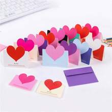 10pcs Random Color Valentine's Day Greeting Cards Set - Holiday & New Year Theme Design, Suitable For Valentine's Day, Party, Wedding Card Seasons Blessings